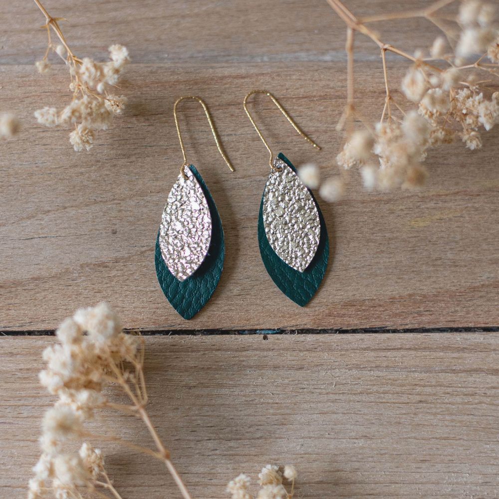 boucles d'oreilles bo femmes dorées cuir légères