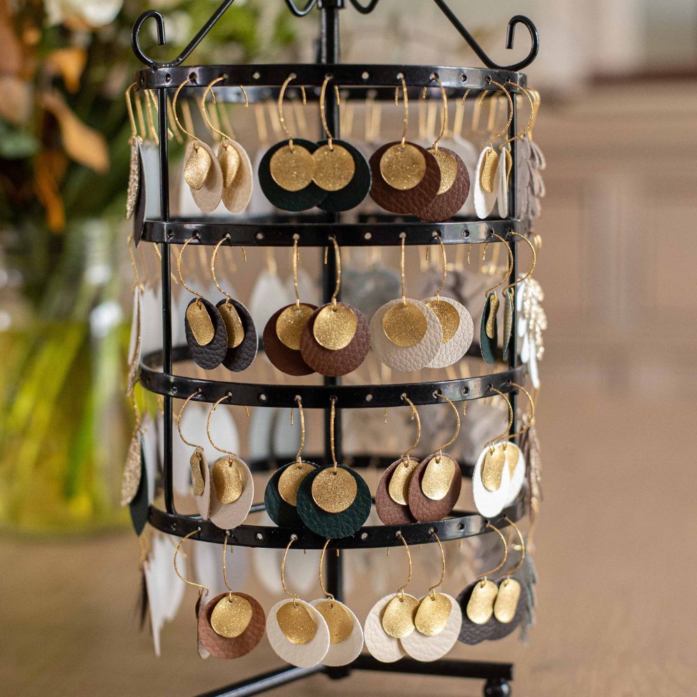 boucles d'oreilles bo rondes cuir légères dorées femme