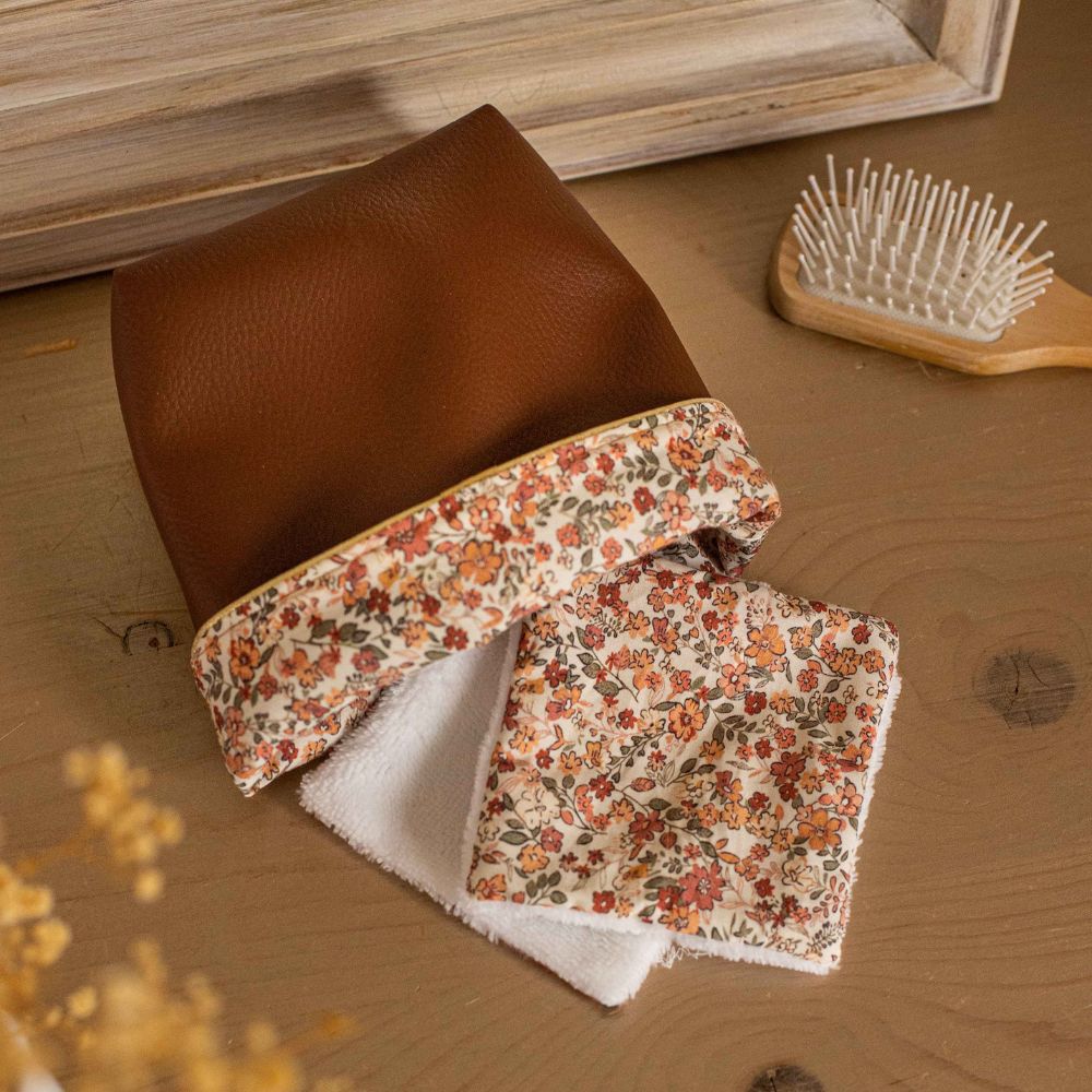 lingettes écologiques panière salle de bain marron chocolat