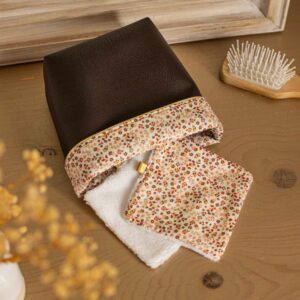 lingettes écologiques panière salle de bain marron