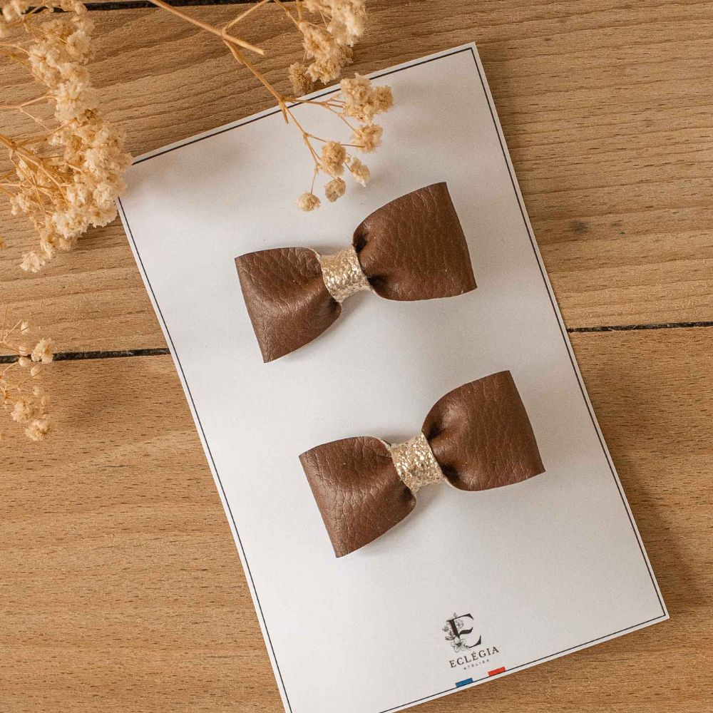 pinces cheveux fille élégant or doré chocolat marron