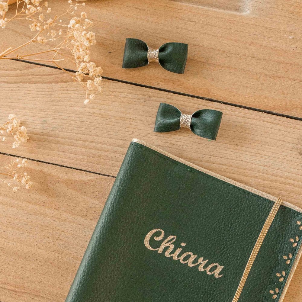 pinces cheveux fille vert sapin noël doré or