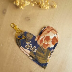 porte clé tissu fleurs femme