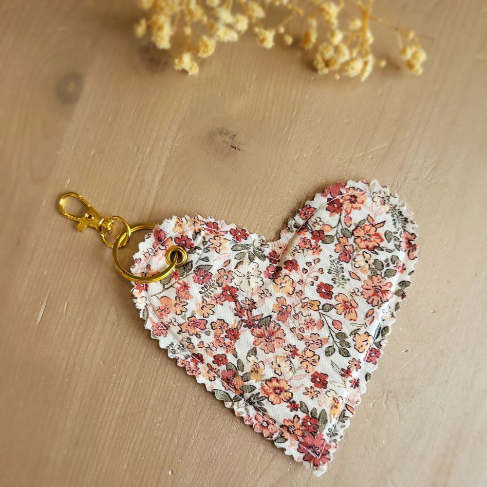 porte clé tissu fleurs femme