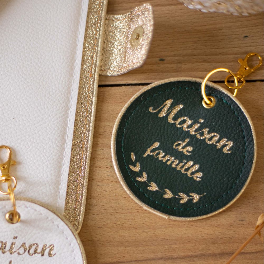 Porte clés femme cuir végan sapin doré or