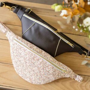 sac banane femme tissu fleurs retro vintage