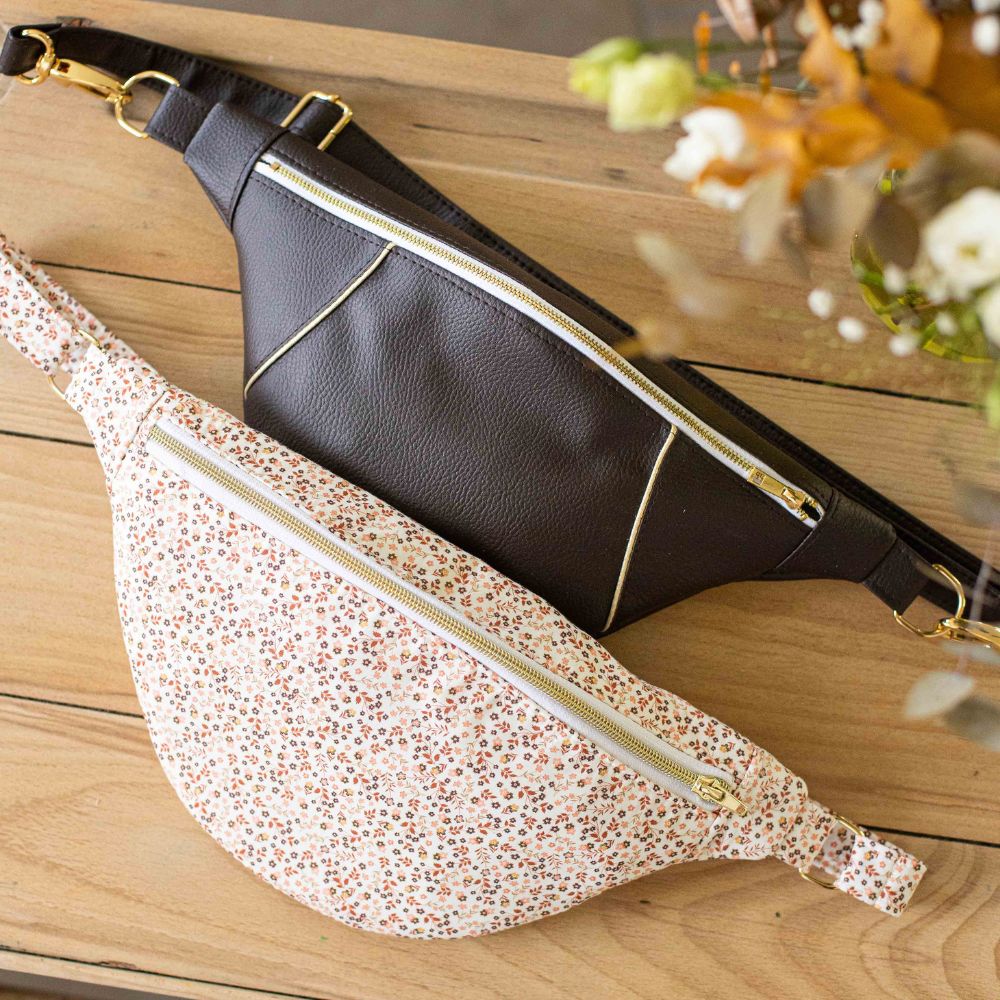 sac banane femme tissu fleurs retro vintage