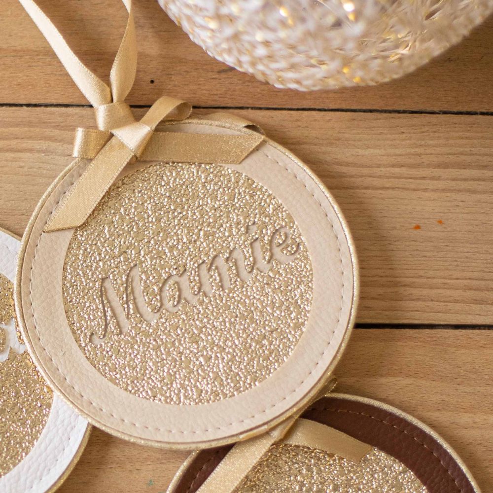 boule beige noël sapin doré or prénom