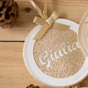 boule sapin noël blanc doré or prénom