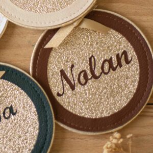 Suspension prénom chocolat boule noël marron doré