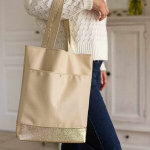 sac femme cuir végan beige élégant or doré