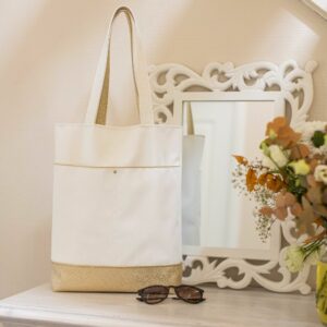 sac femme cuir végan blanc élégant or doré