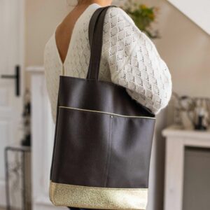 sac femme cuir végan marron noir