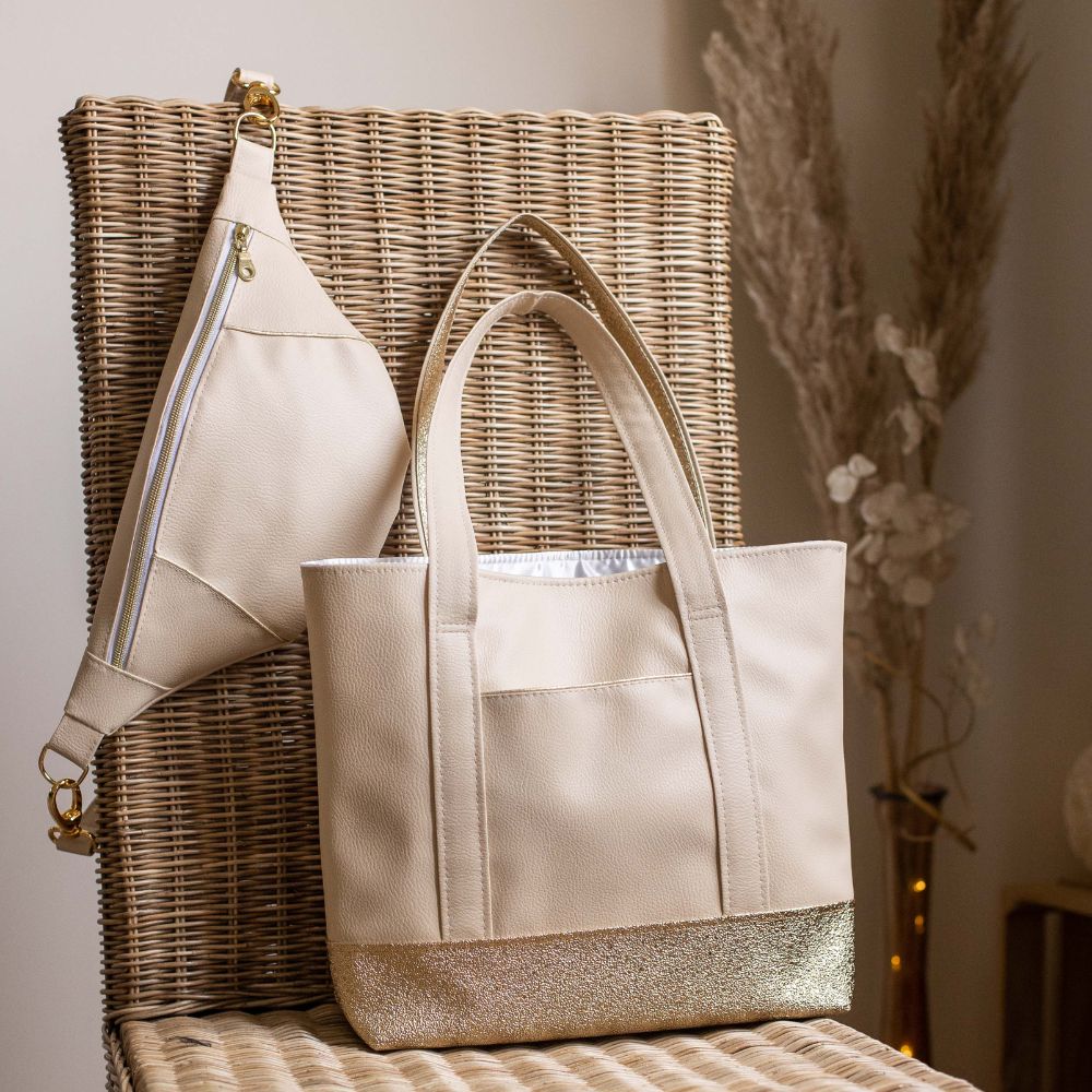 Cabas femme beige cuir végan