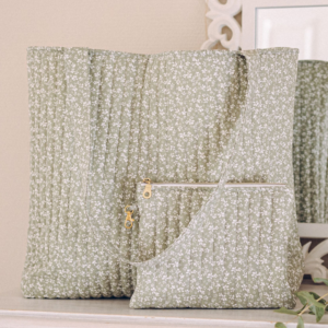 grand sac femme coton fleurs liberty week-end vert amande sauge