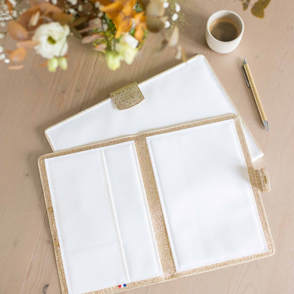 housse ipad tablette maroquinerie accessoire multimédia femme blanc doré