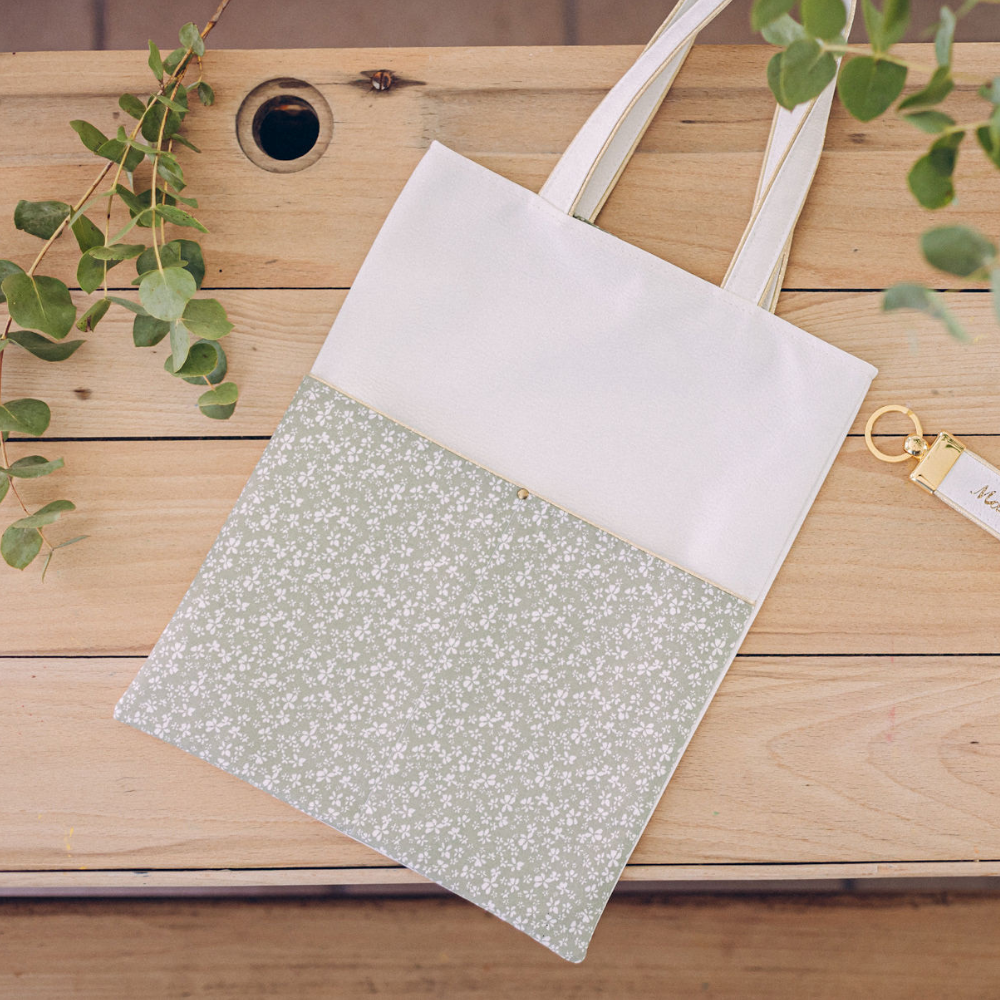 sac enfant fille fillette bibliothèque vert amande blanc doré