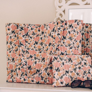 grand sac femme coton fleurs liberty week-end nude rose vert