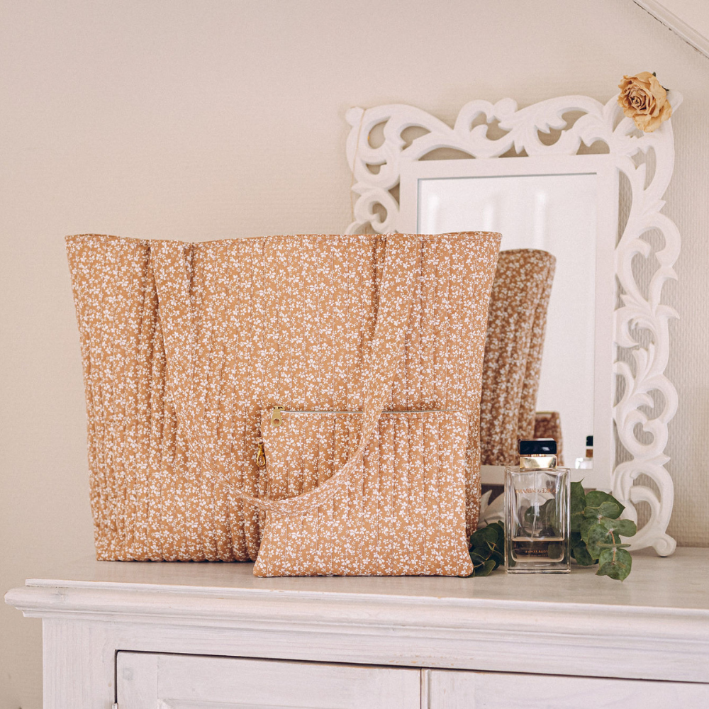 grand sac femme coton fleurs liberty week-end cannelle terracotta